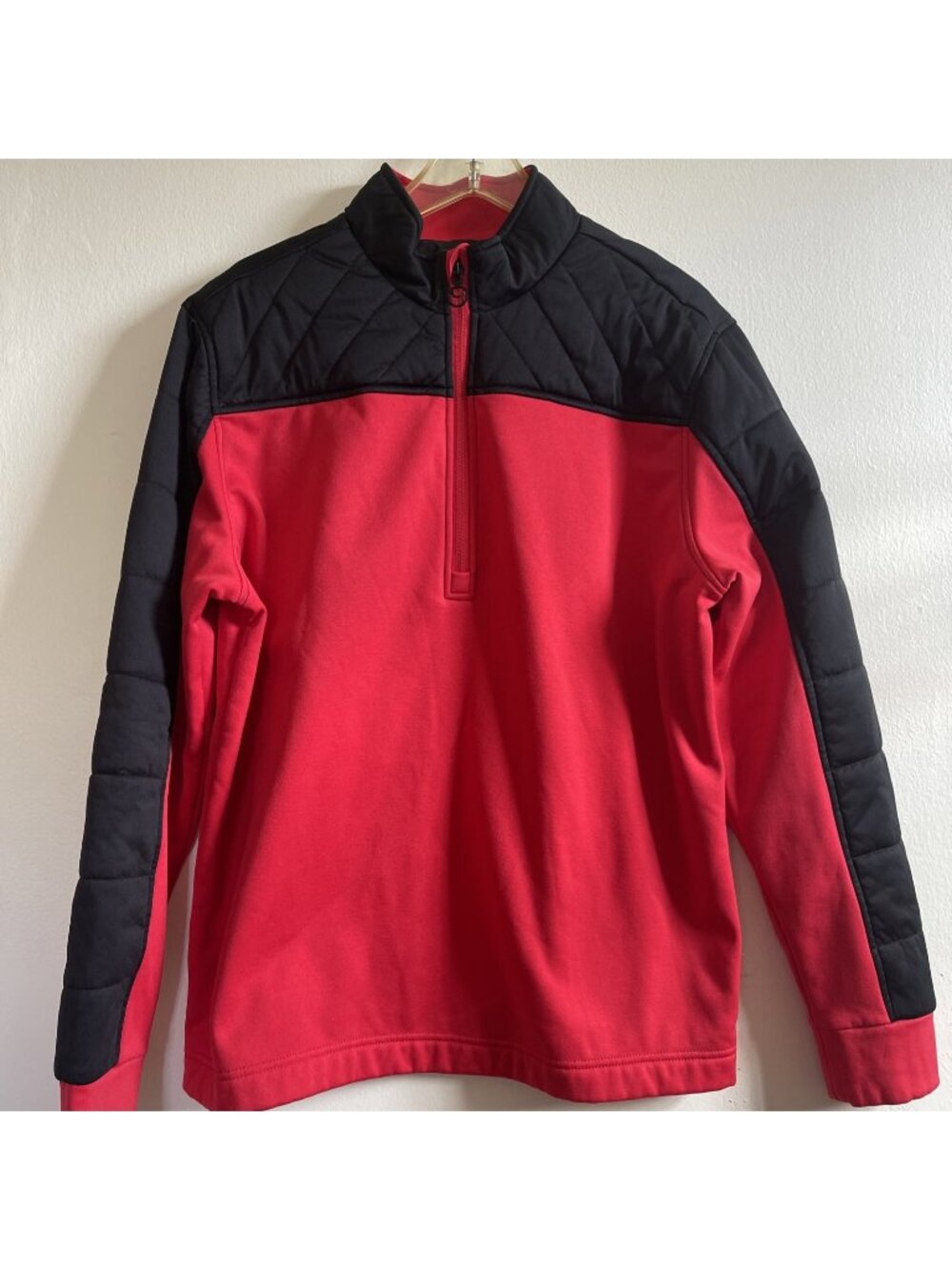 Short Par 4 Pullover Mens Performance Golf 1/4 Zip Red size Medy